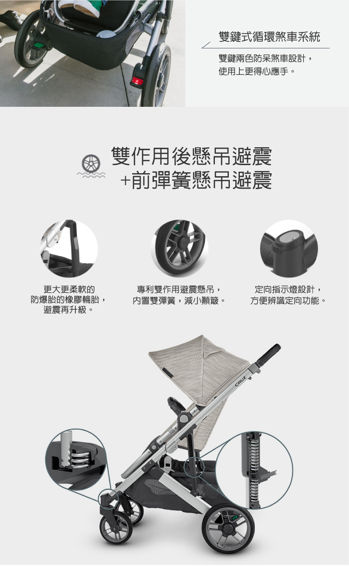 美國UPPAbaby - CRUZ V2 酷炫豪華頂級：推車-黑灰 GRY-11.6kg