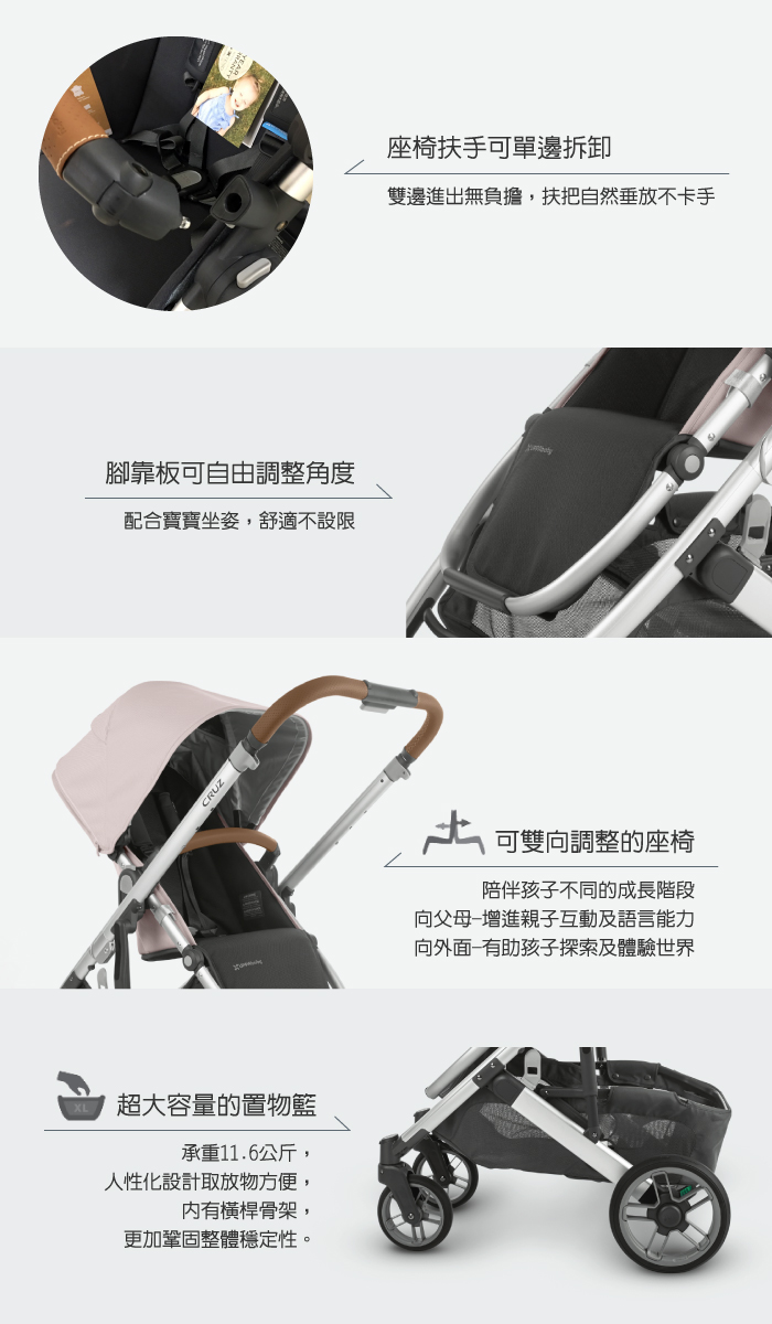 美國UPPAbaby - CRUZ V2 酷炫豪華頂級：推車-黑灰 GRY-11.6kg